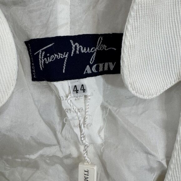 Vintage Thierry Mugler Blazer Women's 44 White Pleated Tail Hem Made In Italy - Picture 3 of 12